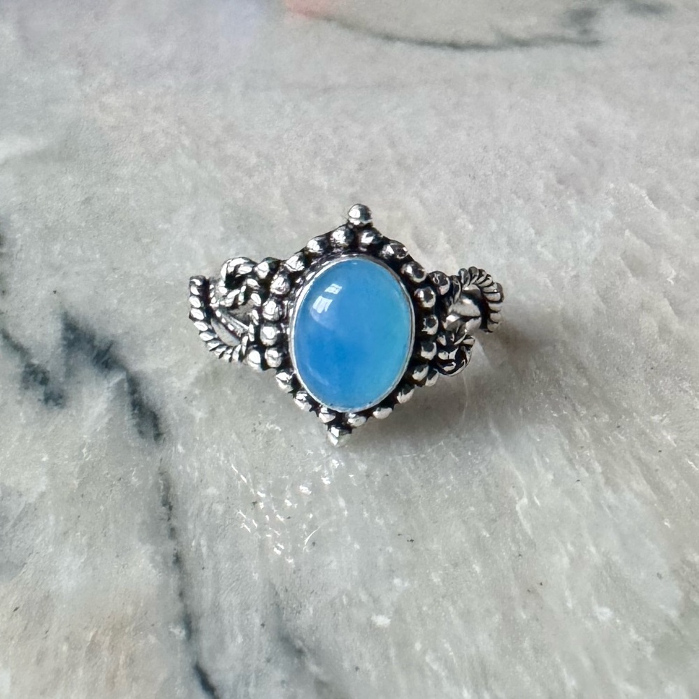 NWOT Sundance Sailor’s Valentine Ring, Blue Chalcedony, Sterling Silver